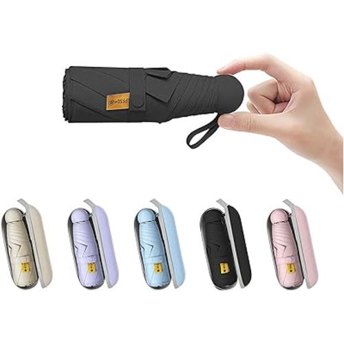 BAODINI Travel Mini Umbrella for Purse With Case Small Compact UV Sun Protection Sun Lightweight Tiny Pocket Umbrella for Women Kids and Men