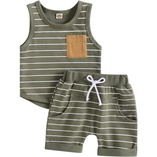 CIYCUIT 2Pcs Baby Boy Summer Clothes Infant Toddler Beach Outfits Sleeveless Tank Tops Shorts Set