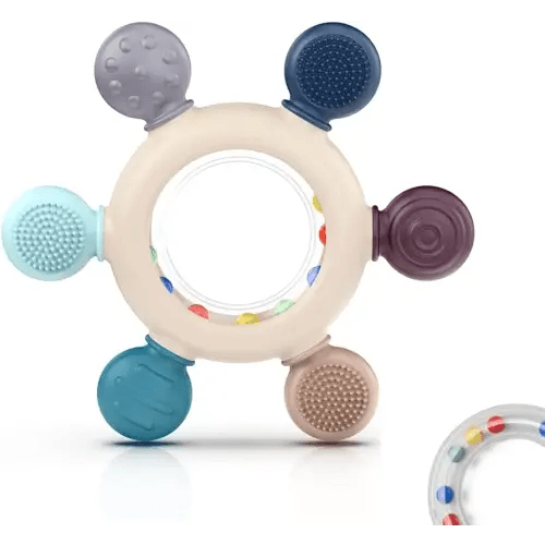 akolik Teething Toys for Babies, Baby Teethers Toy Teething Ring Silicone, Grasping Teething Toy, BPA Free Teething Newborn Accessories for Baby 0 3 6 9 12 18 Months (Ringer Grey)