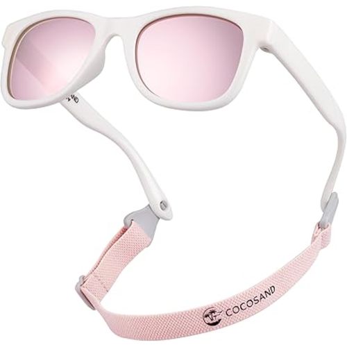 COCOSAND Flexible Baby Sunglasses with Strap Polarized UV Protection for Toddler Infant Newborn Boy Girl Age 0-24 Months