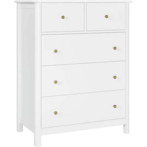 Homfa White Dresser of 5 Drawers, Dresser Chest with Easy Pull Handle for Bedroom, Living Room