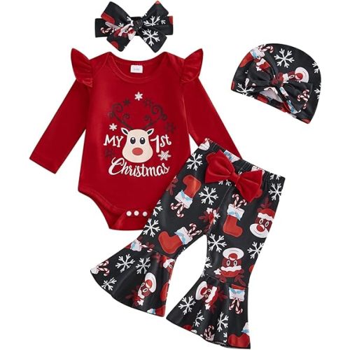 Newborn Baby Girl Halloween Outfits Ghost Long Sleeve Romper Pumpkin Print Flare Pants Headband 3Pcs Clothes Sets