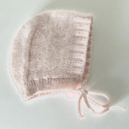 Baby, toddler knitted bonnet, natural mink wool, warm, soft, cozy. Perfect baby shower or birthday gift. Fast shipping.