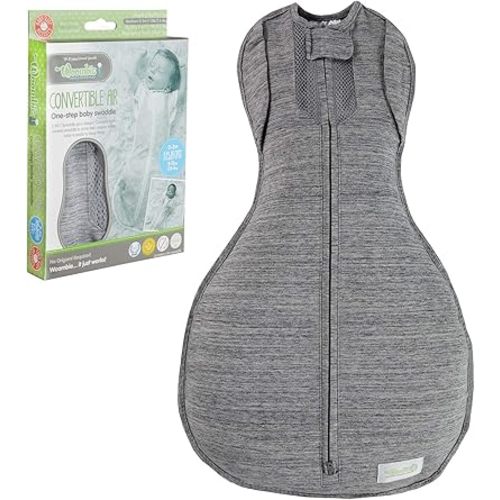 Woombie Convertible Swaddle Blanket with Vent, Twilight/Heathered Gray, 5-13 Pound