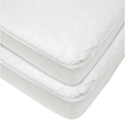 American Baby Company Waterproof Fitted Quilted Crib and Toddler Protective Pad Cover, White (Pack of 2), for Boys and Girls - 2 Count