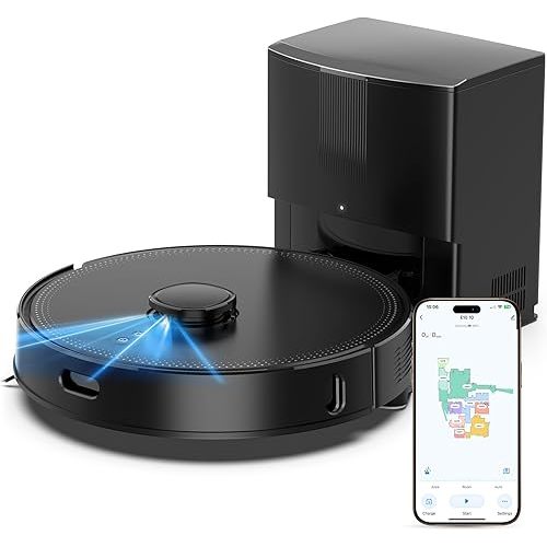 E10+ Robot Vacuums and Mop, 75-Day Self-Emptying, 8000PA Suction, LiDAR Navigation, Home Mapping, APP ＆ Voice Control, 150Mins Runtime for Pet Hair, Hard Floors, Carpets