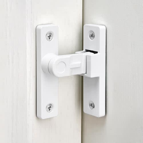 INIRET 90 Degree Flip Latch,Zinc Alloy Right Angle Gate Latches,for Enhanced Security and Privacy on Sliding Barn Doors,Closets,French Doors,Wine Cabinets,and More (White)
