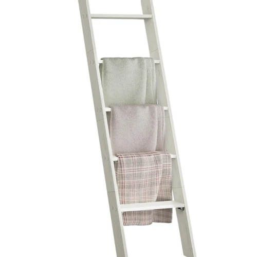 VASAGLE Blanket Ladder Decorative Farmhouse for The Living Room, 5-Tier Ladder Shelf, Ladder Rack for Storage and Decor, Rustic White ULLS018W73