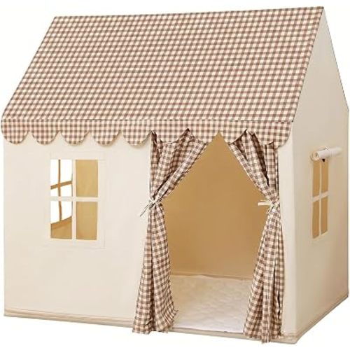 SweHouse Play Tent Indoor Outdoor Boy Girl Play House, Brown