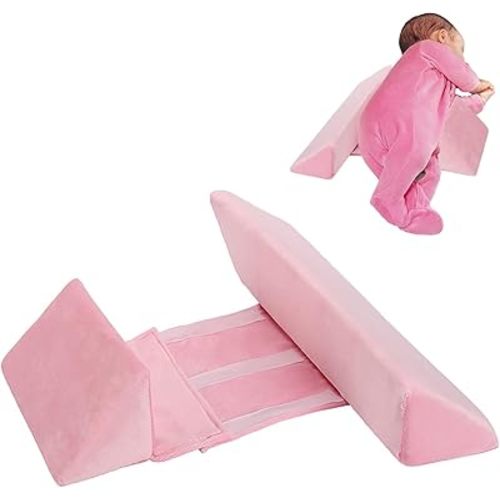 Safer Baby Side Sleeper Wedge, Anti Roll Baby Pillow - 45-Degree Inclined Support Design, Baby Shaping Styling Pillow Sleep Better and Wake Up Refreshed (Pink)