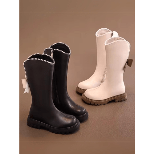 Girls Winter Mary Jane Bow Boots Pearl Edged By Liv and Mia