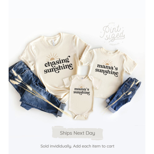 Mommy and Me Matching Set - Chasing Sunshine - Retro Matching Mommy & Me Set - Mama and Baby Matching Shirts - New Mom Shirt