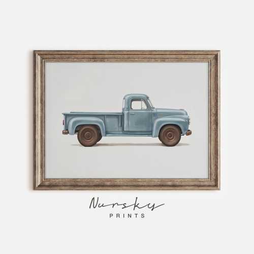 Vintage Truck Nursery Print | Boys Bedroom Printable Art | Rustic Decor | Farmhouse Style Baby Room | Retro Car Wall Art 194