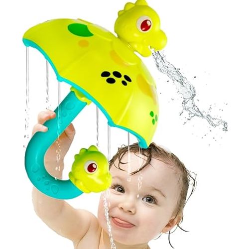 Sizobi Baby Bath Toys, Dinosaur Umbrella Bath Toy Sprinkler for Kids Toddler, Bathtub Spray Toy for Baby, Mold Free Bath Toys 2 3 4 5 6 Year Old Girl Boys Gifts, Bubbles Spinning & Sprinkler Effects