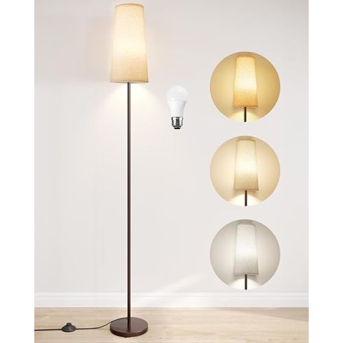 SUNMORY Floor Lamps for Living Room/Bedroom/Office, Standing Lamp with LED Bulb, 3 Color Temperature Tall Lamp, Suitable for Modern/Boho/Farmhouse and Other Home Decor Styles, Brown Floor Lamp