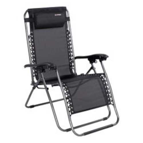 Oversized outdoor zero-gravity camping chair, black color
