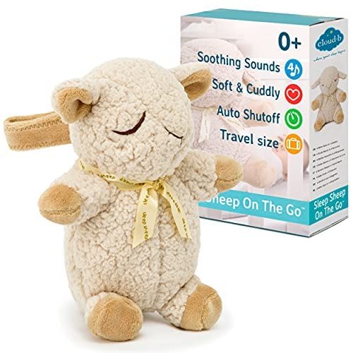 Cloud b Travel Soothing Sound Machine | Cuddly Stuffed Animal | 4 White Noise | Auto-Shutoff |Travel Sleep Sheep on the Go