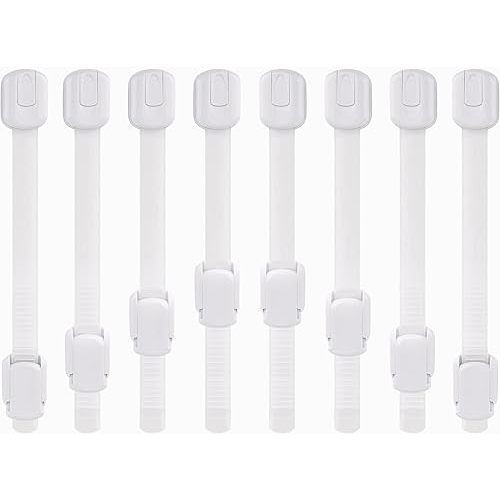 Child Safety Strap Locks (8 Pack) Baby Proof Cabinets, Drawers, Fridge, Toilet & Trash Cans – 3M Adhesive Childproof Locks – Jool Baby