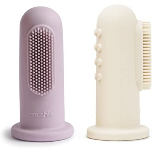 mushie Baby Finger Toothbrush (Soft Lilac/Ivory) 2-Pack