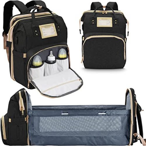 Diaper Bag Backpack, Baby Registry Search, Diaper Bag with Changing Station, Baby Shower Gifts for Newborn Boys Girls, Large Diaper Bag Tote for Boys with USB Charging Port, Mom Gifts Baby Essentials - Black