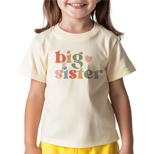 Big Sister Shirt for Girls Toddler Kids Pregnancy Announcement Promoted to Big Sis T-Shirt Summer Short Sleeve Top