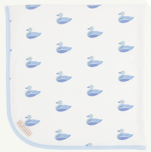 Baby Buggy Blanket - Merrimack Quack Quacks with Buckhead Blue