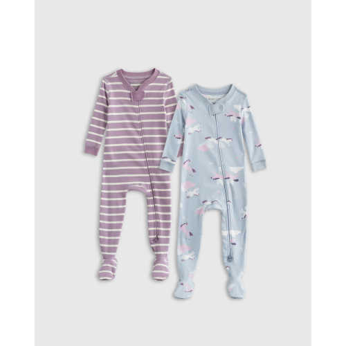 100% Organic Cotton Sleep & Play Footie Pajamas 2-Pack - Baby Girl