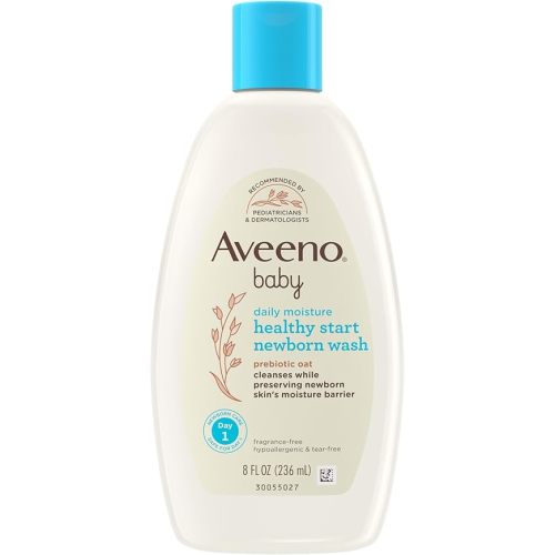 Aveeno Baby Healthy Start Nourishing Newborn Wash, Hypoallergenic Baby Body Wash with Prebiotic Oat Gently Cleanses Delicate Newborn Skin, Fragrance-Free, Tear-Free, Paraben-Free, 8 fl. oz