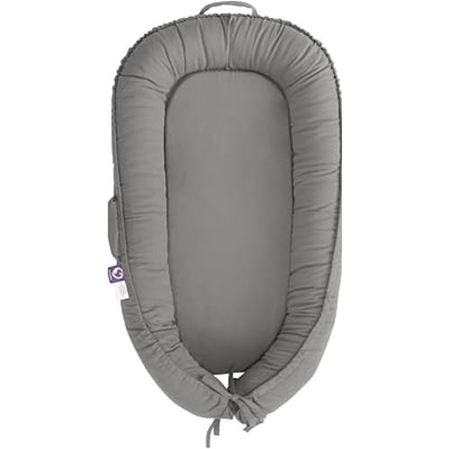 Infant Lounger, Baby Nest Cover for Baby Girls & Boys, Newborn Essentials for Baby 0-18 Months, 100% Cotton Breathable (Slate_Gray)