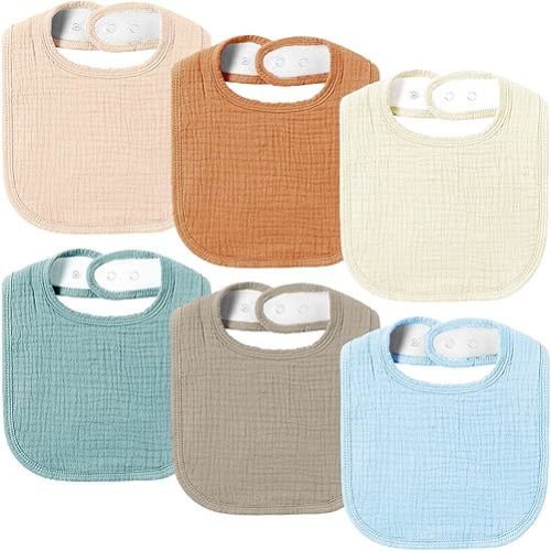 AMAWMW Muslin Baby Bibs for Unisex Boys Girls 6Pack Baby Bandana Drool Bibs Adjustable Newborn Bib for Drooling & Teething