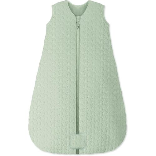Baby Sleep Sack 12-18 Months TOG 2.5 Winter Baby Wearable Blanket, 100% Cotton Fabric Toddler Sleeping Sack 2-Way Zipper Quilted Baby Sleep Bag, Warm Soft Green