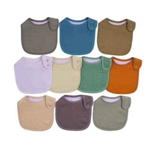 Boys' 10-Pack Cotton Muslin Drooling Bibs with Adjustable Snaps
