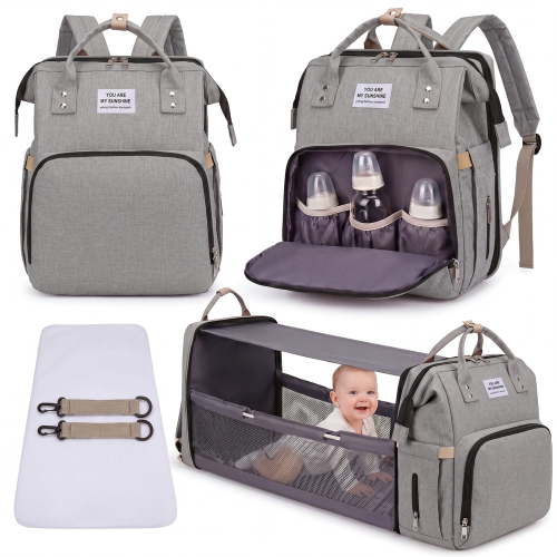 Kailwokk Baby Diaper Bag Backpack, Waterproof Baby Bag with USB Port, Changing Station, Gray