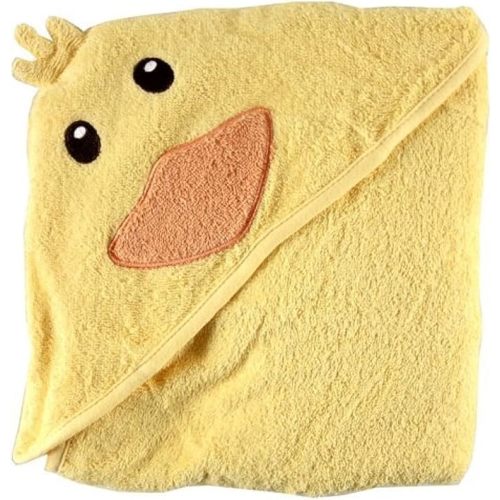 Luvable Friends Unisex Baby Cotton Animal Face Hooded Towel, Duck