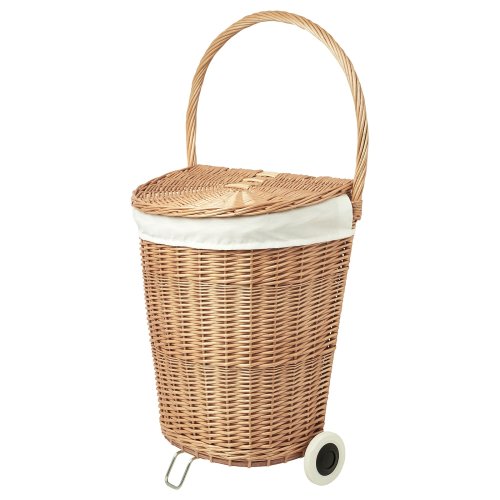 TOLKNING Laundry basket on wheels - handmade Willow 8 gallon