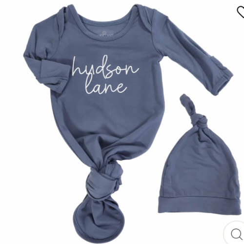 Boy Personalized Bamboo Newborn Baby Knot Gown & Hat
