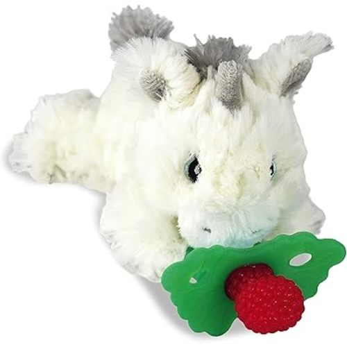 RaZbaby RaZbuddy RaZberry Teether/Pacifier Holder w/Removable Baby Teether Toy - 0M+ - Bpa Free - Unicorn