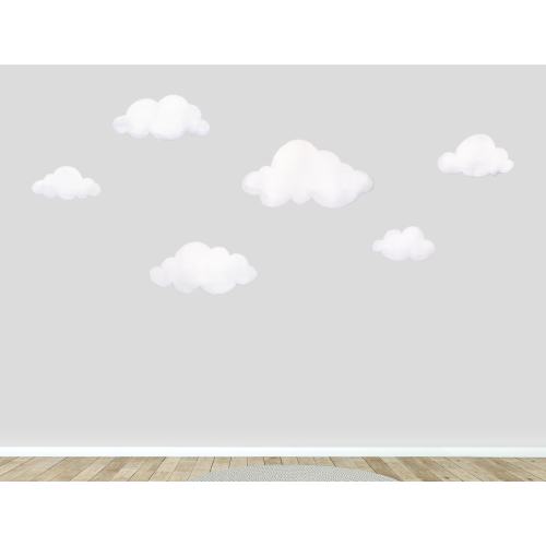 Watercolor Clouds Fabric Wall Decal Set, Kids Room Decals, Cloud Wall Sticker, Nursery Cloud Decor, Removable