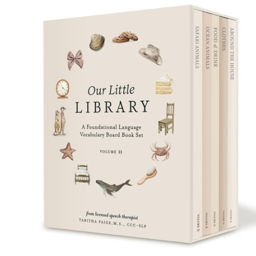 Our Little Library Vol. 2: First 100 Words Board Book Box Set, including Ocean Animals, Safari Animals, Food and Drink, Clothes, and Around the House (Tabitha Paige Children's Book Series)