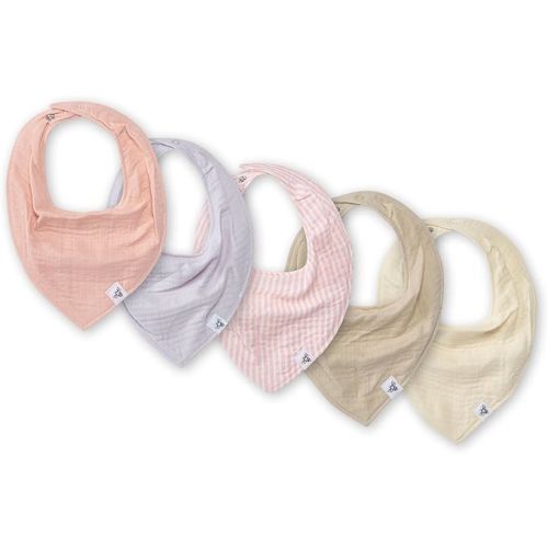 Burt's Bees Baby 5-Pack Bandana Bib Set with Snap Closure