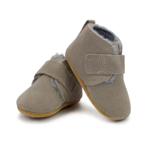 Gray Leather Furry Lined Baby Shoe – Zutano