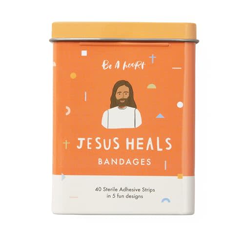 Be A Heart Original Jesus Heals Bandages, Kids Adhesive Bandages, Band-Aid for Kids (2 Bandage Tins)