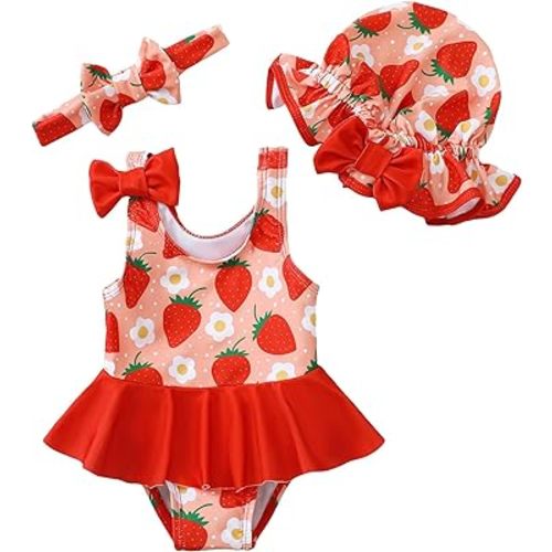 Saeaby Toddler Baby Girl Swimsuit Ruffled Bikini Tankini Swimsuit Infant Swimwear One Piece Bathing Suits for Girls