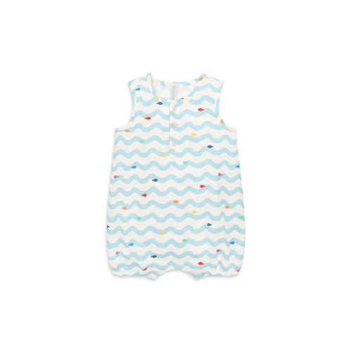Baby Henley Tank Shortie In Rainbow Fish
