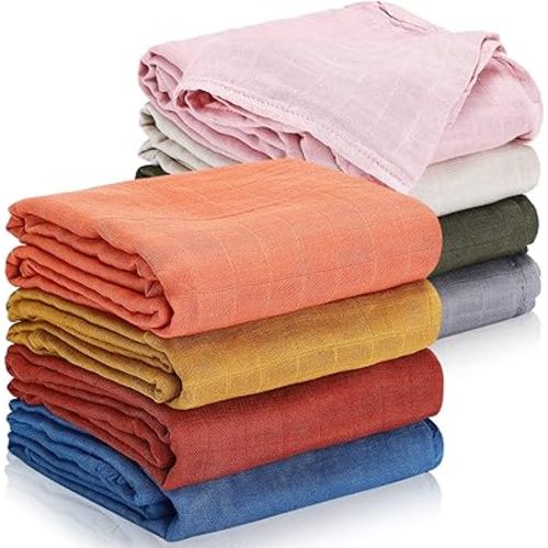Irenare 8 Pack Cotton Muslin Baby Swaddle Blankets Soft Silky Breathable Infant Sleeping Quilt Bed Cover Solid Color Newborn Receiving Blanket for Baby Boys and Girls 47 x 47 Inches