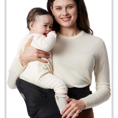 Momcozy Hip Seat Baby Carrier - Adjustable Waistband with Original 3D Belly Protector, Ergonomic Carrier with Various Pockets for Newborns & Toddlers up to 45lbs (Black, Large)
