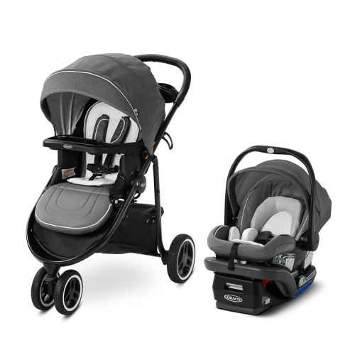 Graco Modes 3 Lite Platinum Travel System with Adjustable Reversible Seat, One Hand Fold, Lightweight Frame, and SnugRide SnugLock 35 DLX Infant Car Seat, Wit