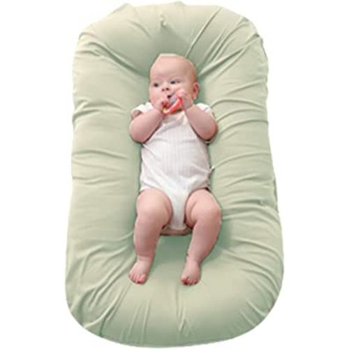 Loevin Baby Lounger Pillow,Baby Lounger for Newborn Soft Organic Cotton Slipcover,Newborn Lounger Cosleeping Baby Bed for 0-24 Months||Green