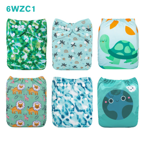 Warehouse Clearance: 6-Pack Baby Cloth Diapers with 6 Microfiber Inserts | One Size Adjustable