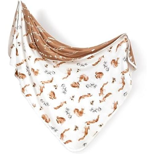 GRSSDER Reversible Baby Blankets Super Soft Jersey Knit Swaddle Blanket for Baby Girls and Boys, Stretchy Breathable Receiving Blankets 34 x 44 Extra Large for Baby Swaddling